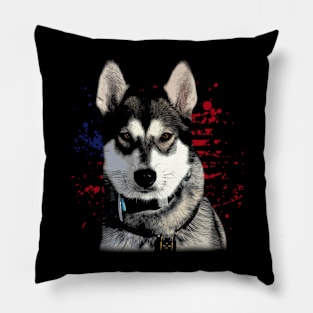 American USA Flag Husky Love, Trendy Tee for Dog Devotees Pillow