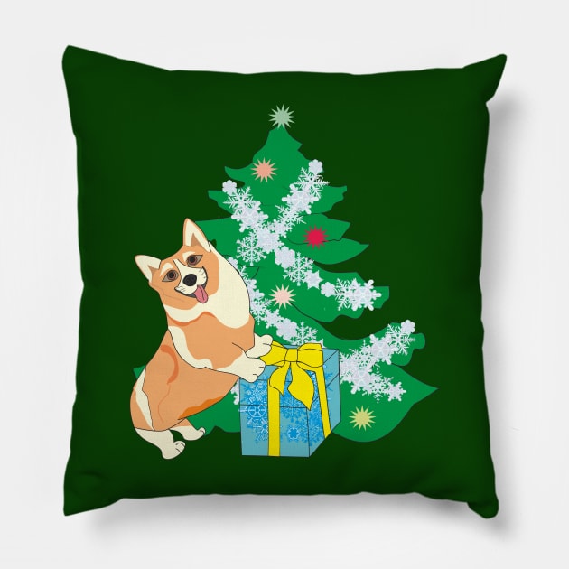 Merry Christmas with a corgi Pillow by Alekvik