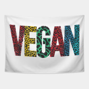 Vegan Word Art T-Shirt #2 | Bright Animal Print Letters Tapestry