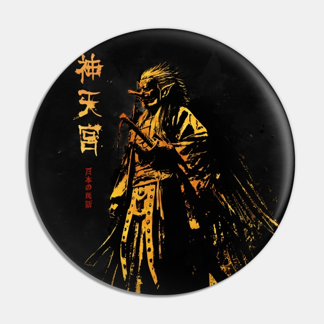 Dark sumi e Tengu Pin by MCAshe spiritual art 