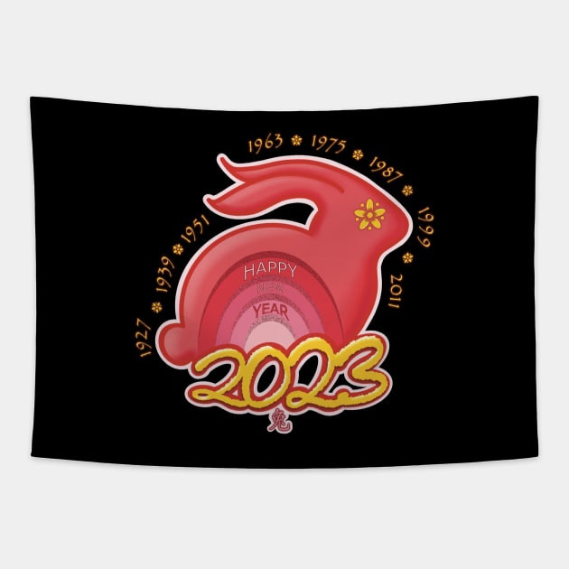 Year of the Rabbit 2023 - Chinese New Year Tapestry by Creasorz