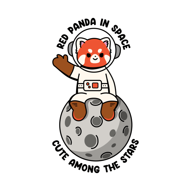 Red panda in space cute among the stars by Peazyy