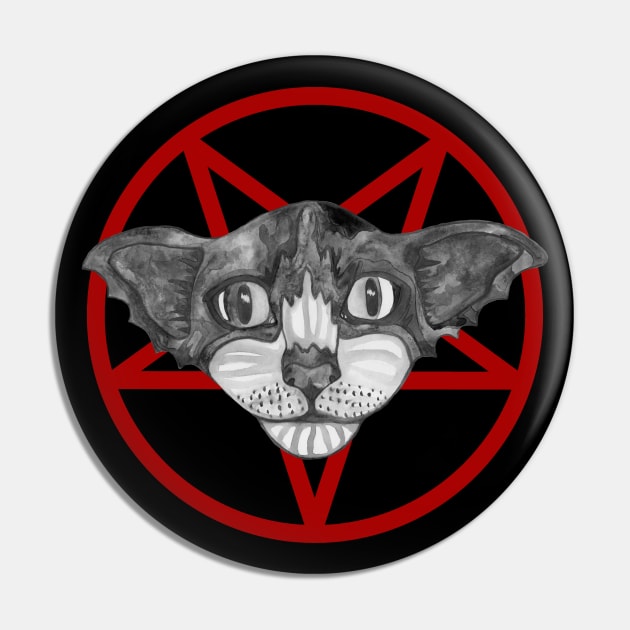 Satanic black cat in pentagram Pin by deadblackpony