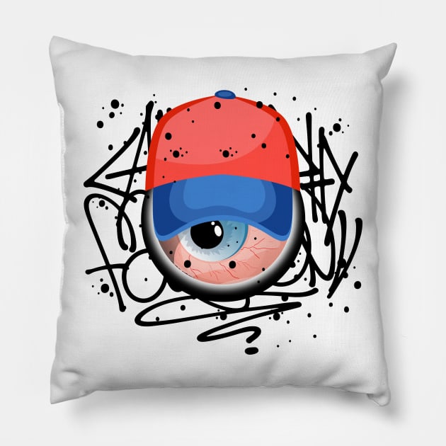 Monster Eye Teenager Graffiti Pillow by Mister Graffiti