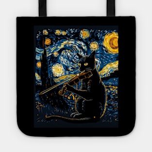 Cat Starry Night Nebula Navigations Tote