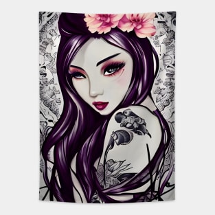 The girl with the flower tattoo Tapestry