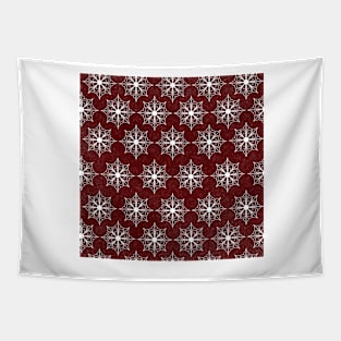 Snowflake Flower Pattern - Red Tapestry