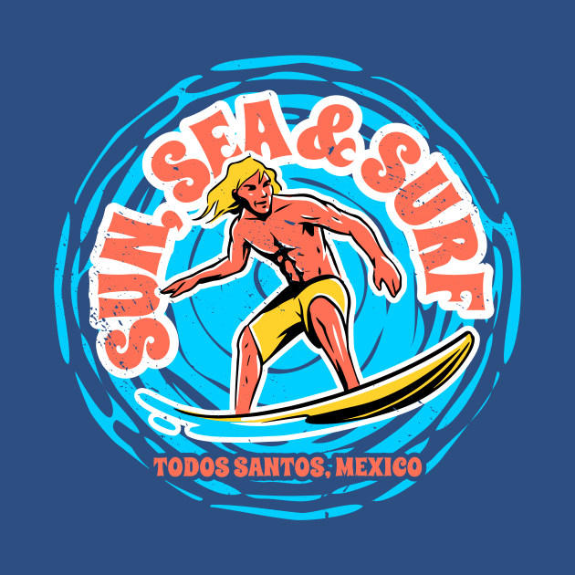 Vintage Sun, Sea & Surf Todos Santos, Mexico // Retro Surfing // Surfer Catching Waves by Now Boarding