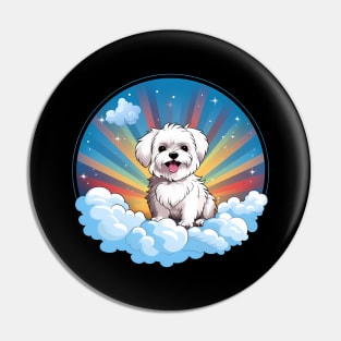 Cute Maltese Rainbow Sunset Kawaii Dog Happy Puppy Pin