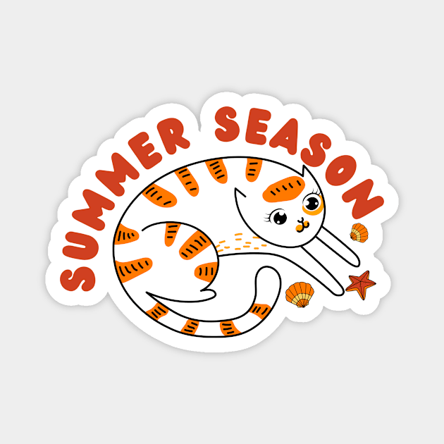 Summer season cat Magnet by LadyAga