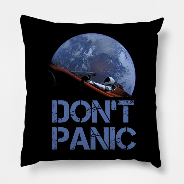 Don't Panic In Orbit Pillow by Nerd_art