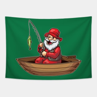 Fishing Santa Claus Christmas Fisherman Boating Tapestry