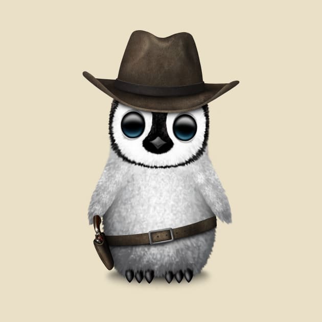 Cute Baby Penguin Wearing Cowboy Hat by jeffbartels