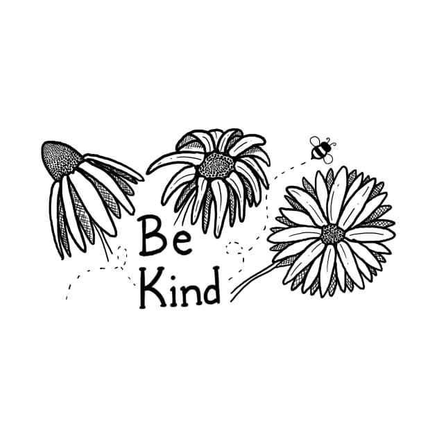 Be Kind - black and white floral by FernheartDesign