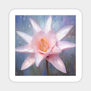 Palest Pink Lily with Raindrops Magnet