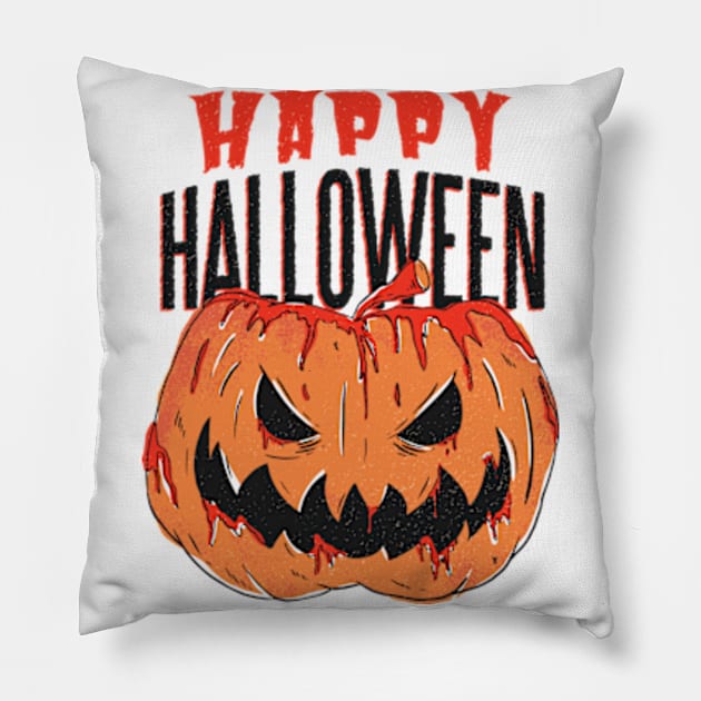 Happy Halloween Pumpkin Pillow by LYNEXART