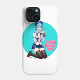 I love milk tea, bubble, boba, tapioca, kawaii anime tee Phone Case