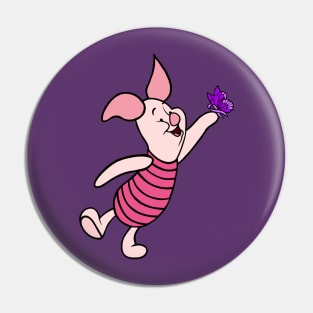 Little Pig with Awareness Ribbon Butterfly (Purple) Pin