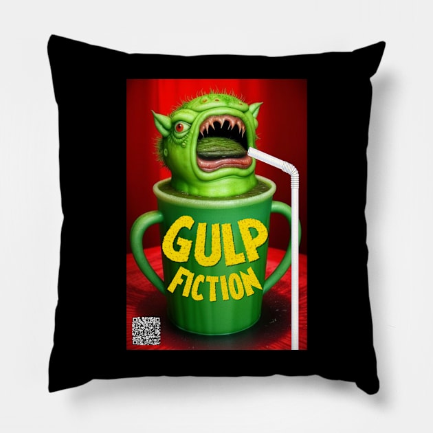 Gulp Fiction Alternate Poster Pillow by SardyHouse