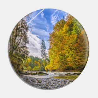 SCENERY 82 - Autumn Trees Clear Stream Water River Pin