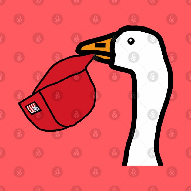 Minimal Portrait Goose Stealing Red Hat by ellenhenryart