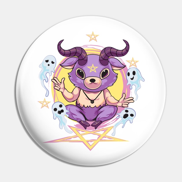 Kawaii Baphomet Pastel Goth Pin by DionArts