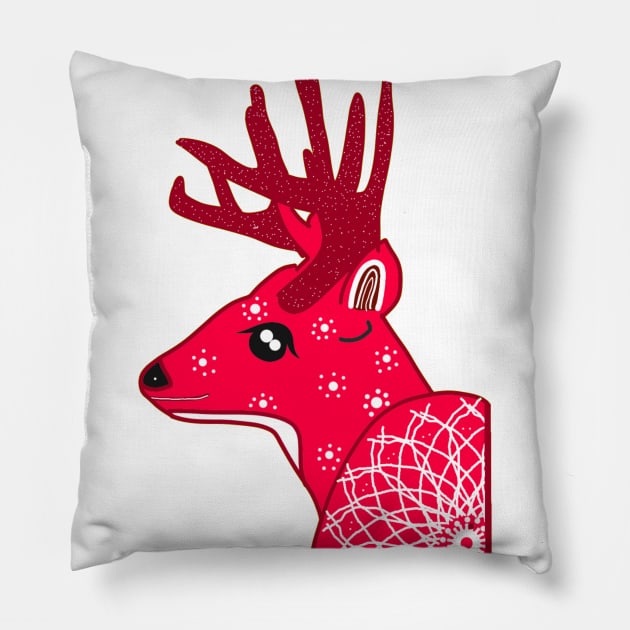 Red Deer Pillow by Asafee's store