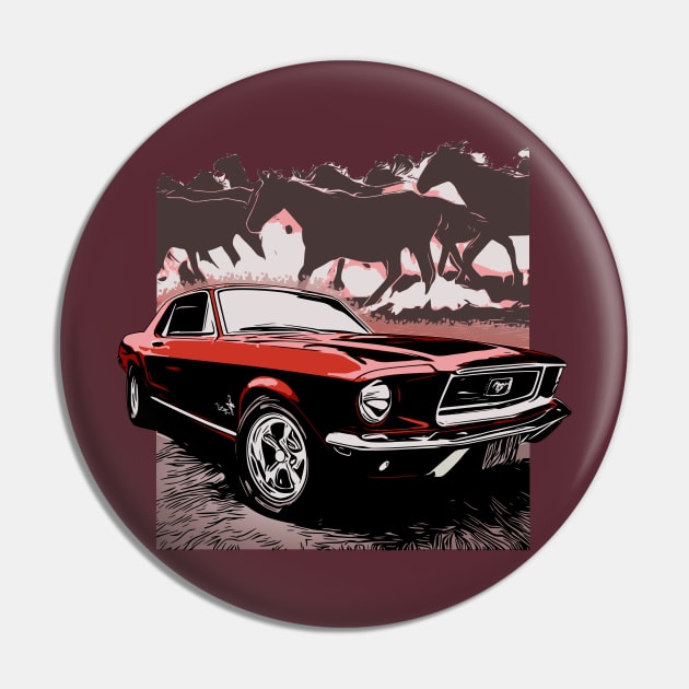 Red 1968 Ford Mustang with Horses Pin by ZoeysGarage