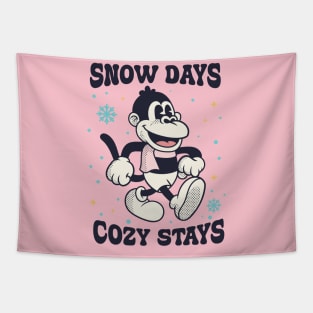 Monkey, Snow days cozy stays Tapestry