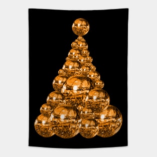 70's Orange Disco Ball Christmas Tree Tapestry