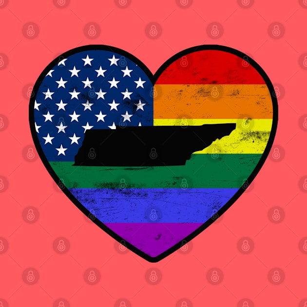 Tennessee United States Gay Pride Flag Heart by TextTees