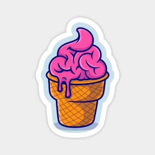 Cute Brain Ice Cream Cartoon Magnet