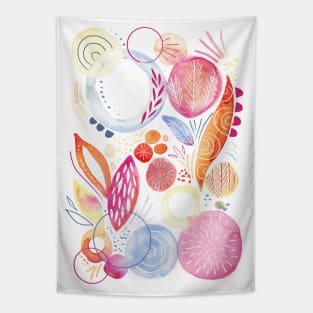 Watercolor Shapes and Petals Tapestry