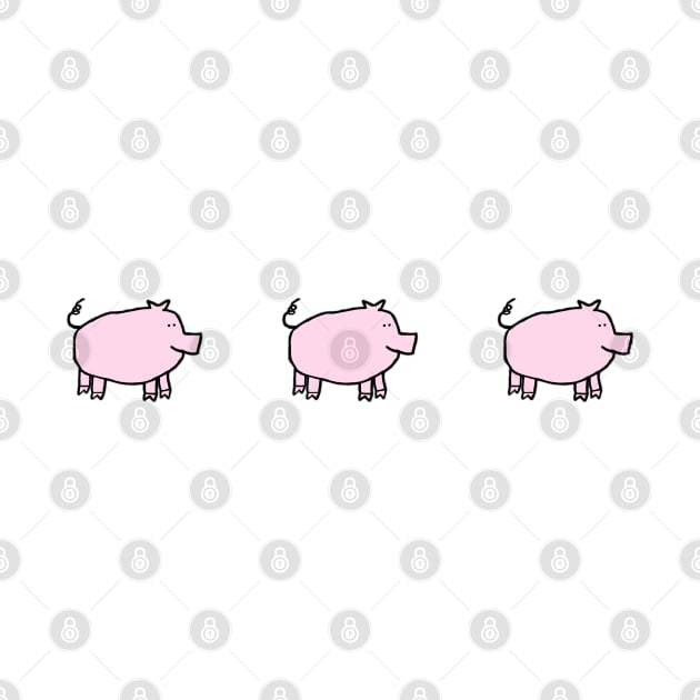 Three Cute Pink Pigs Right by ellenhenryart