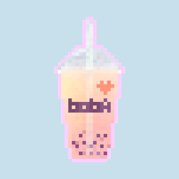 Pixel Boba - Peach by dbnibbles