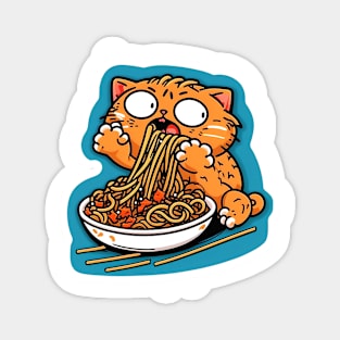 Cat eating spaghetti meme Magnet