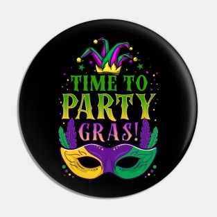 Time To Party Gras - Mardi Gras Beads Gift Pin