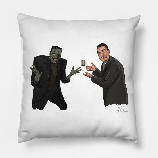 Frankenstein & Hanks Waste a Minute of Our Time Pillow by 51Deesigns