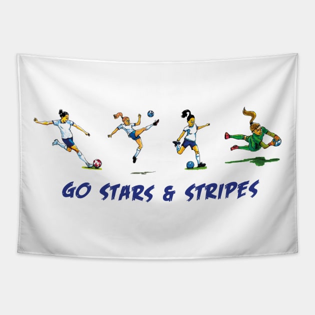 Go Stars and Stripes womens soccer Tapestry by dizzycat-biz