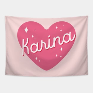 AESPA Karina name heart MY text typography | Morcaworks Tapestry