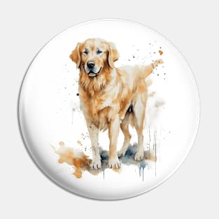 Golden Retriever Watercolor Style Pin