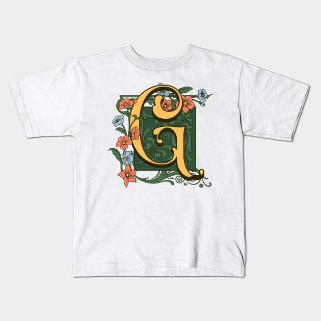 Golden Monogram Letter M | Kids T-Shirt