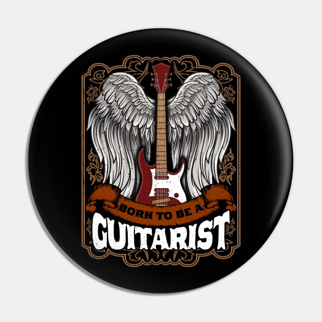 Vintage Born To Be A Guitarist Musician Rock Gift Pin by Ramadangonim