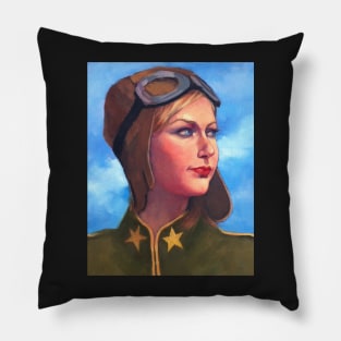 The Aviatrix ~oil painting Pillow