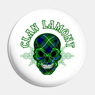 Scottish Clan Lamont Tartan Celtic Skull Pin