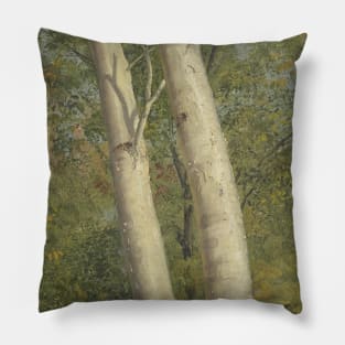 Birch Trees in Autumn by Frederic Edwin Church Pillow