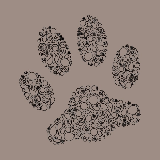 Paw Print in Modern Paisley Outline Design by amyvanmeter