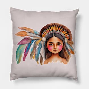 feather headdress girl Pillow