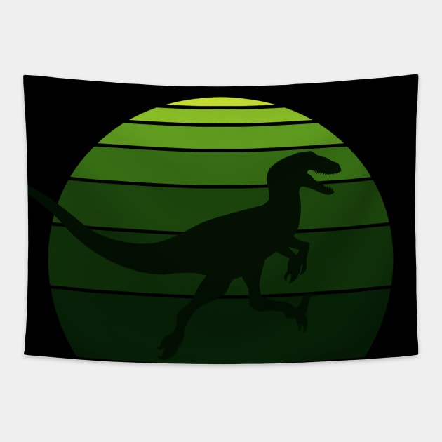 Raptor Retro 80's Design Green The Isle Tapestry by FalconArt