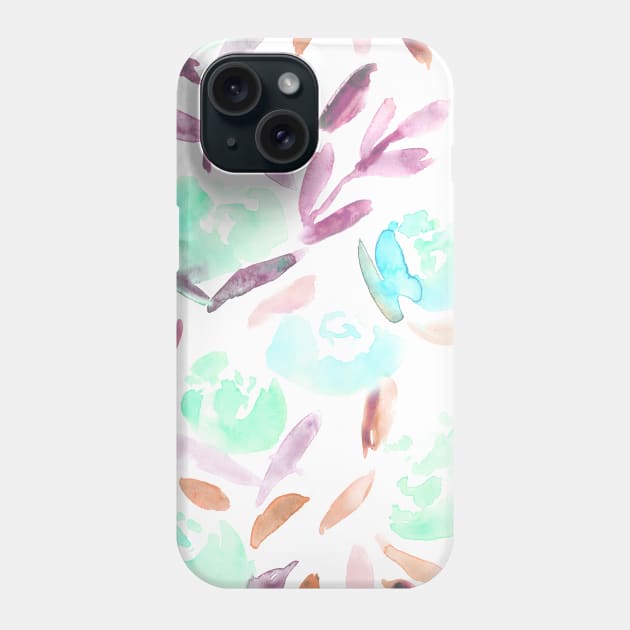 Mint peonies - watercolor flowers Phone Case by katerinaizotova